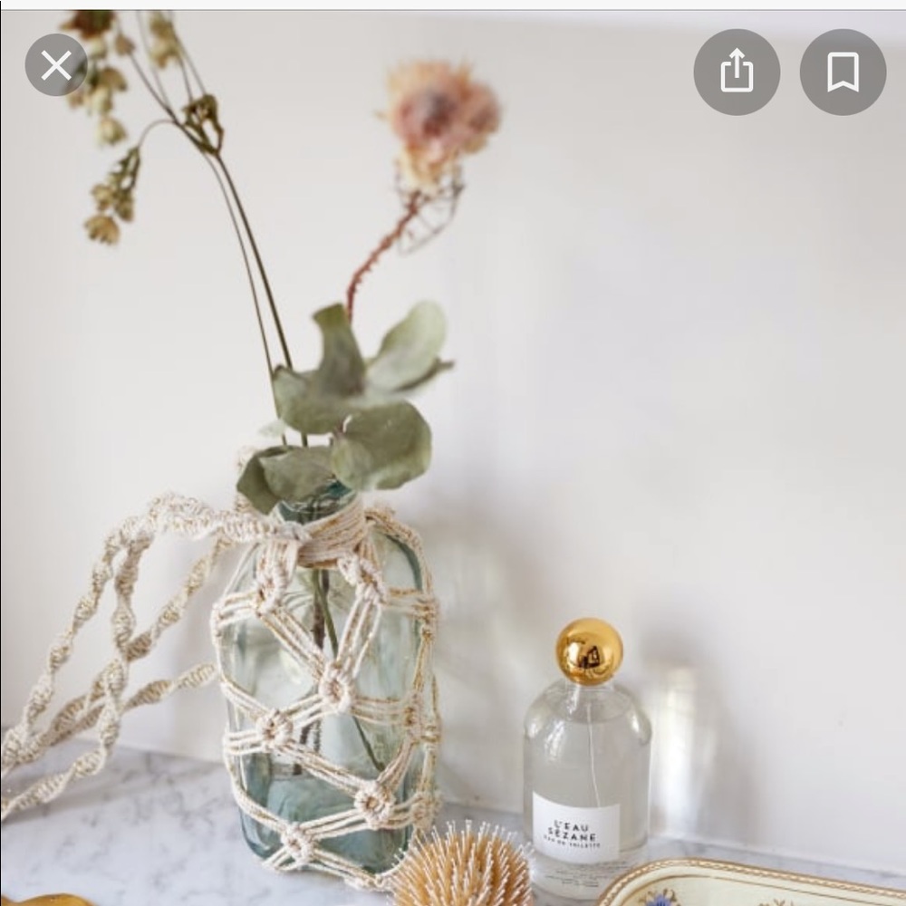 SEZANE MACRAME BOHEMIAN GLASS BOTTLE HANGING VASE